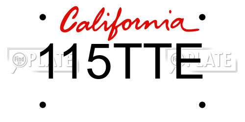 115TTE California License Plate