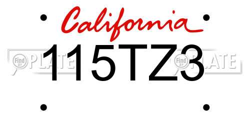 115TZ3 California License Plate