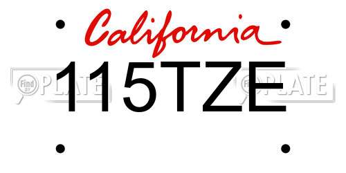 115TZE California License Plate