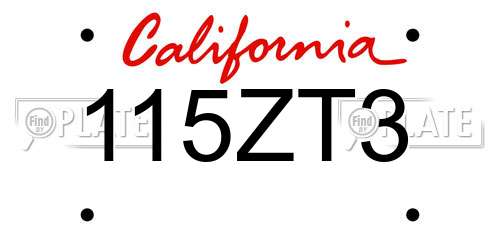 115ZT3 California License Plate
