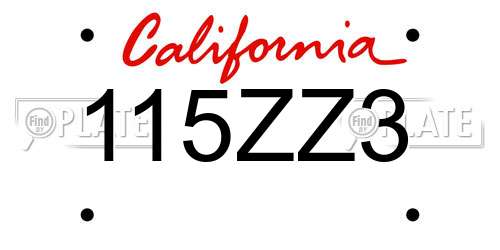 115ZZ3 California License Plate