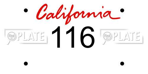 116 California License Plate