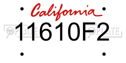 11610F2 California License Plate