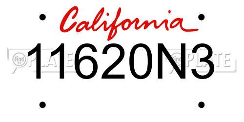 11620N3 California License Plate