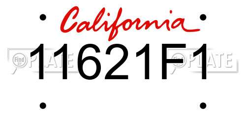 11621F1 California License Plate