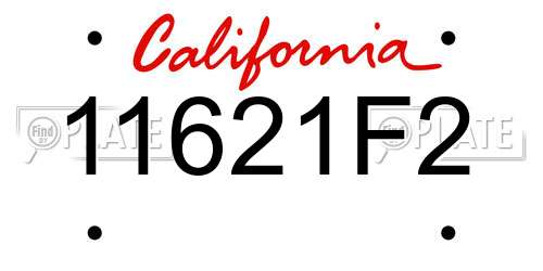 11621F2 California License Plate