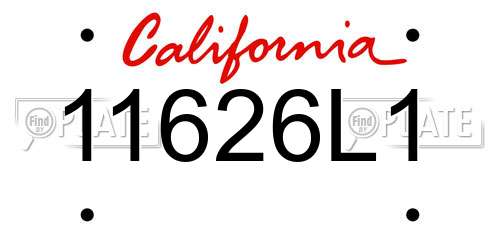 11626L1 California License Plate