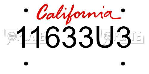 11633U3 California License Plate