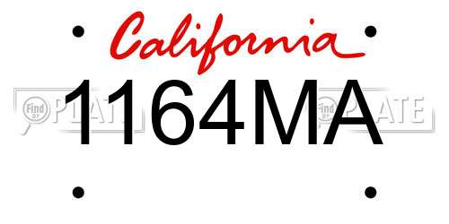 1164MA California License Plate
