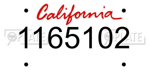 1165102 California License Plate