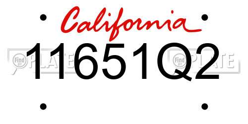 11651Q2 California License Plate