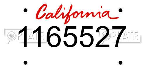 1165527 California License Plate