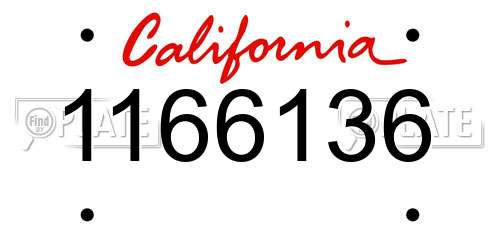 1166136 California License Plate