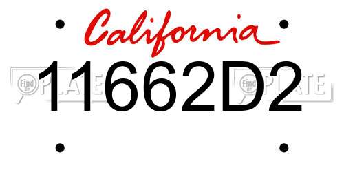 11662D2 California License Plate