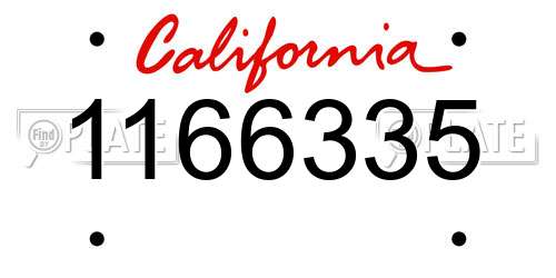 1166335 California License Plate