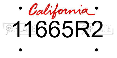 11665R2 California License Plate