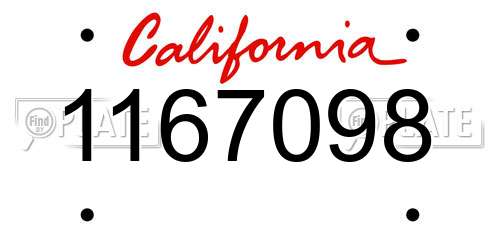 1167098 California License Plate