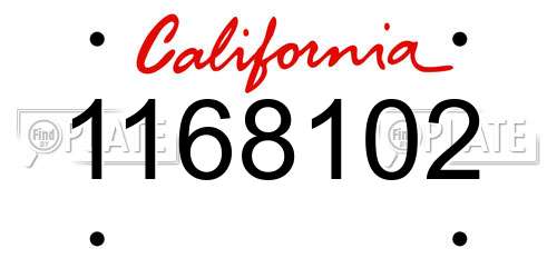 1168102 California License Plate