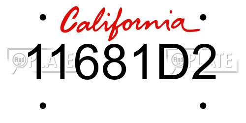 11681D2 California License Plate