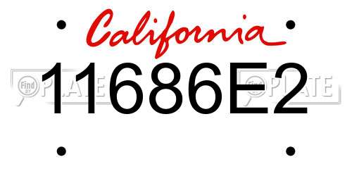 11686E2 California License Plate