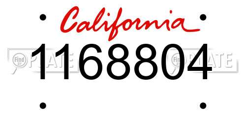 1168804 California License Plate