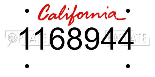 1168944 California License Plate