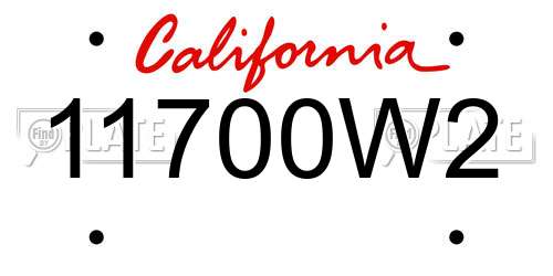 11700W2 California License Plate