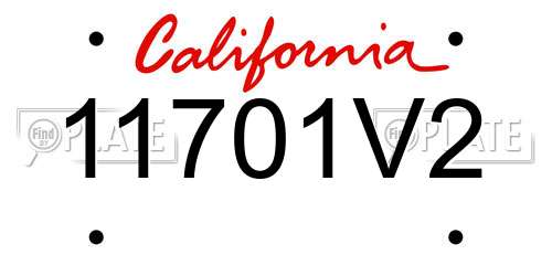 11701V2 California License Plate