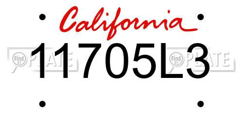 11705L3 California License Plate