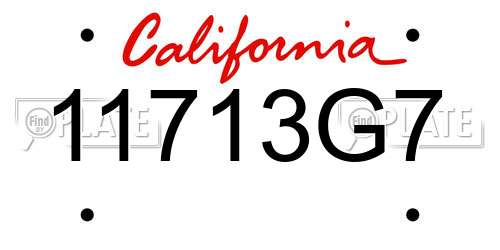 11713G7 California License Plate