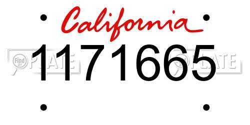 1171665 California License Plate