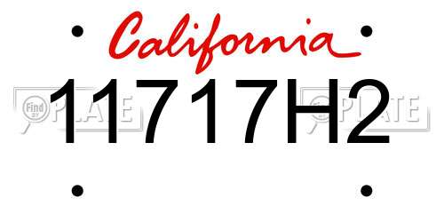11717H2 California License Plate