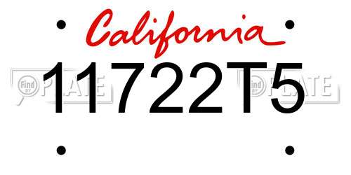11722T5 California License Plate