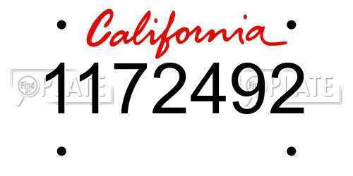 1172492 California License Plate