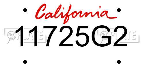 11725G2 California License Plate