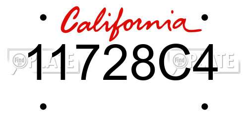 11728C4 California License Plate