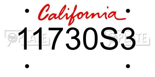 11730S3 California License Plate
