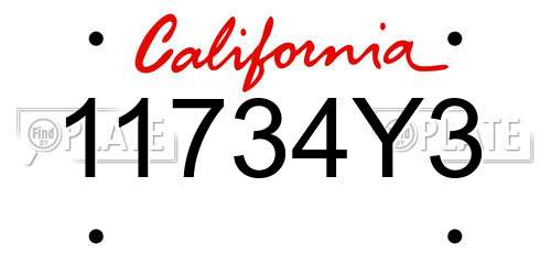 11734Y3 California License Plate
