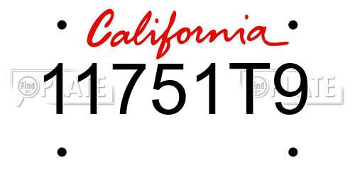 11751T9 California License Plate