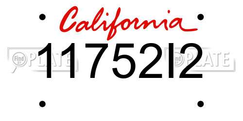 11752I2 California License Plate