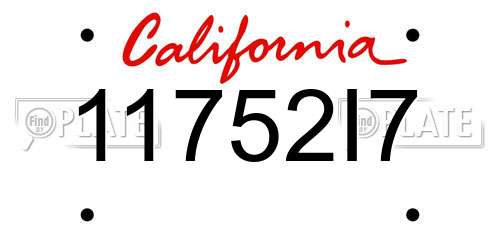 11752I7 California License Plate