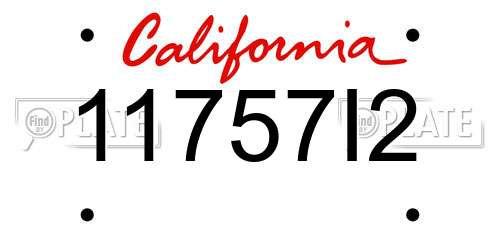11757I2 California License Plate