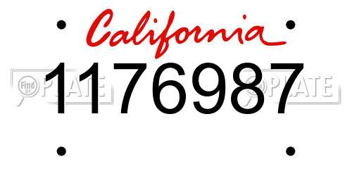 1176987 California License Plate