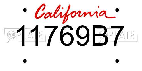 11769B7 California License Plate