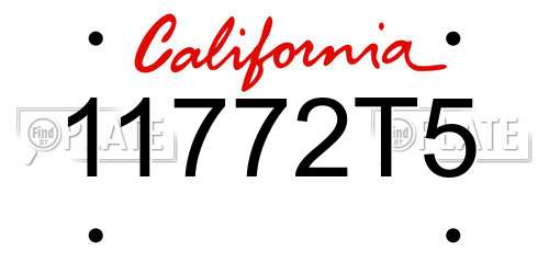 11772T5 California License Plate