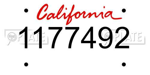 1177492 California License Plate