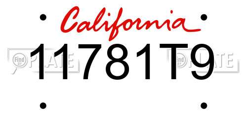 11781T9 California License Plate