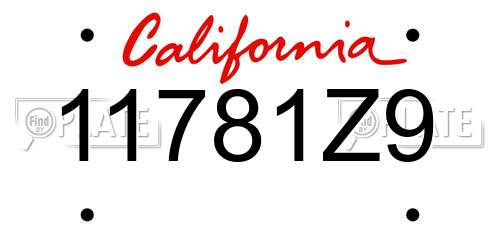 11781Z9 California License Plate