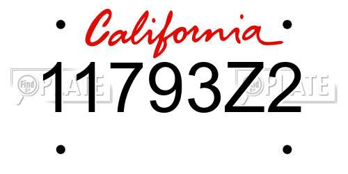 11793Z2 California License Plate