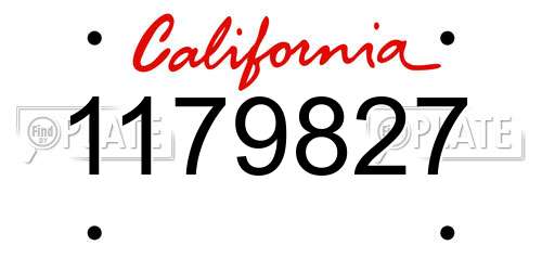 1179827 California License Plate